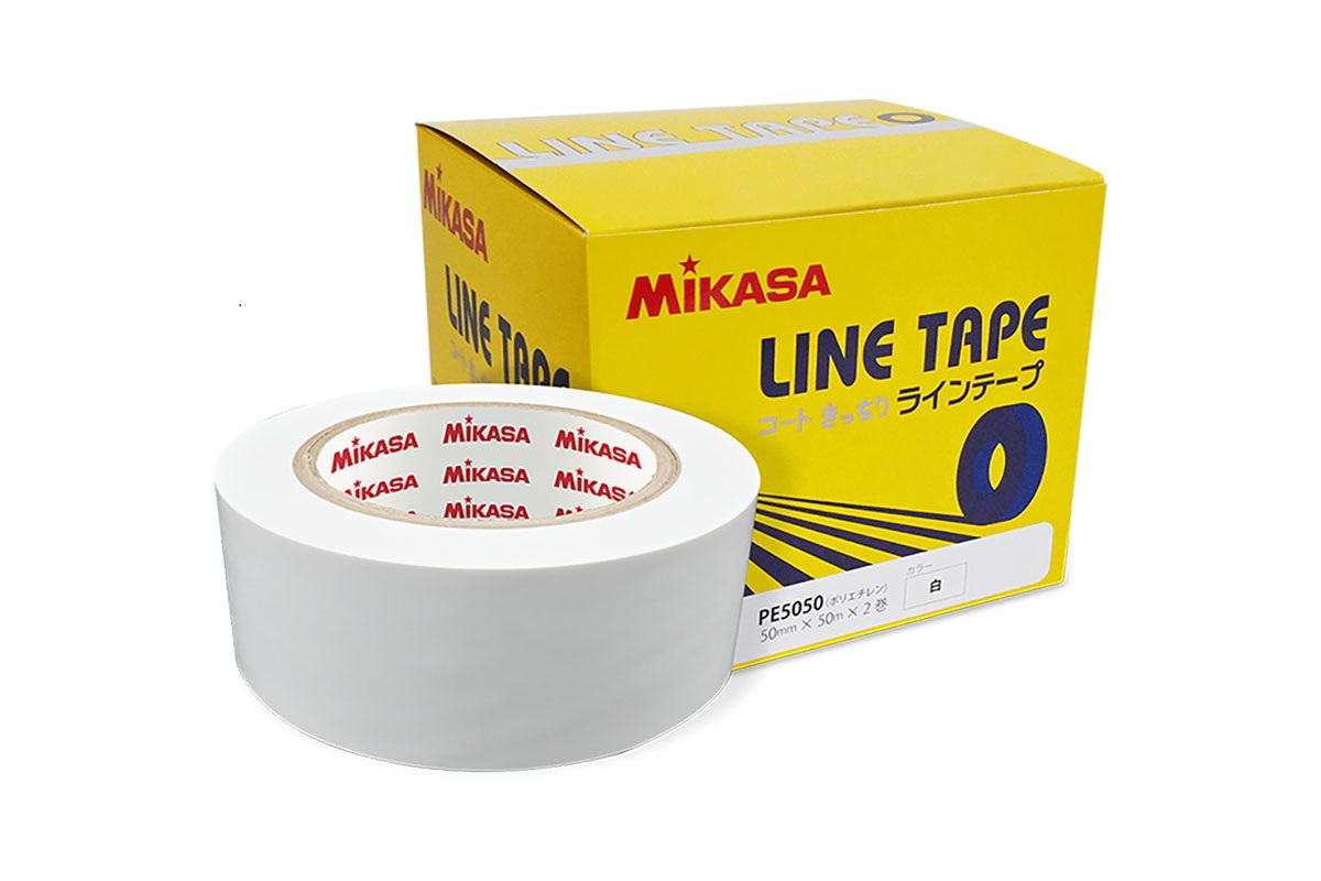 ラインテープ 白 伸びないタイプ 5cm幅 2巻入 体育館 備品 コート設営 【AC-LTPE5050-W】